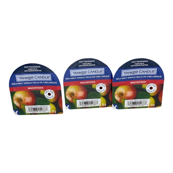 Yankee Candle MACINTOSH Set of 3 Single Wax Melt - Picture 1 of 1